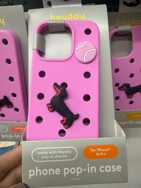 heyday Pink Phone Pop-In Case with Dachshund Charm iPhone 16 pro